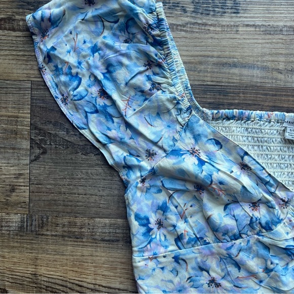 American Eagle Flutter-Sleeve Corset Blouse Floral Print Size Small Cropped - Picture 3 of 7